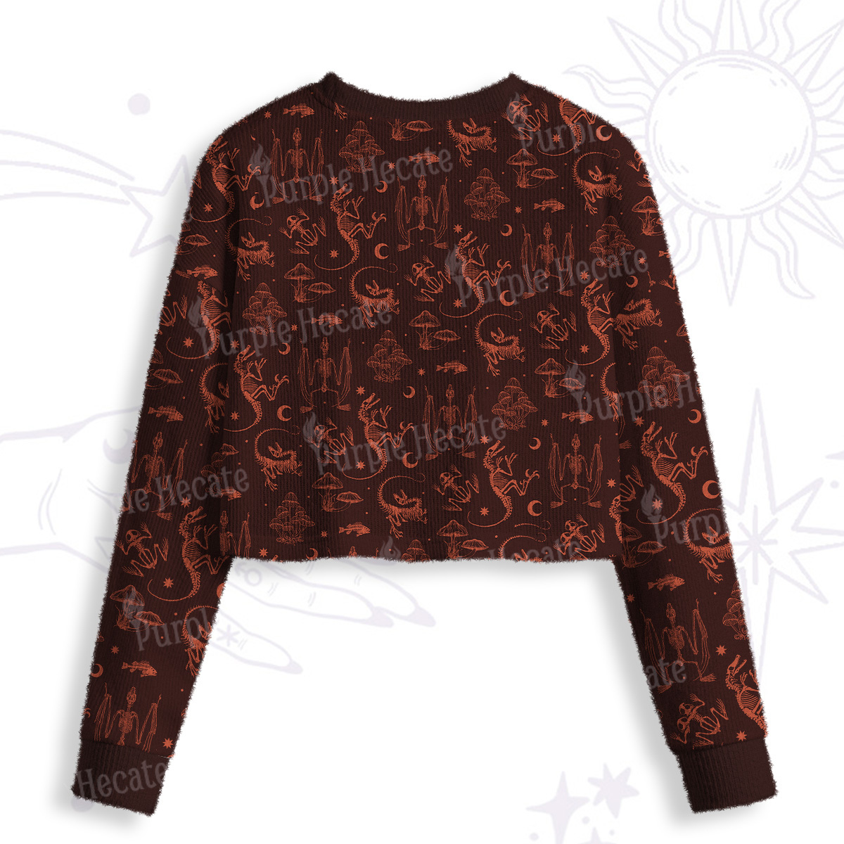 Purplehecate Prehistoric Fantasy Crop Fuzzy Ugly Sweatshirt