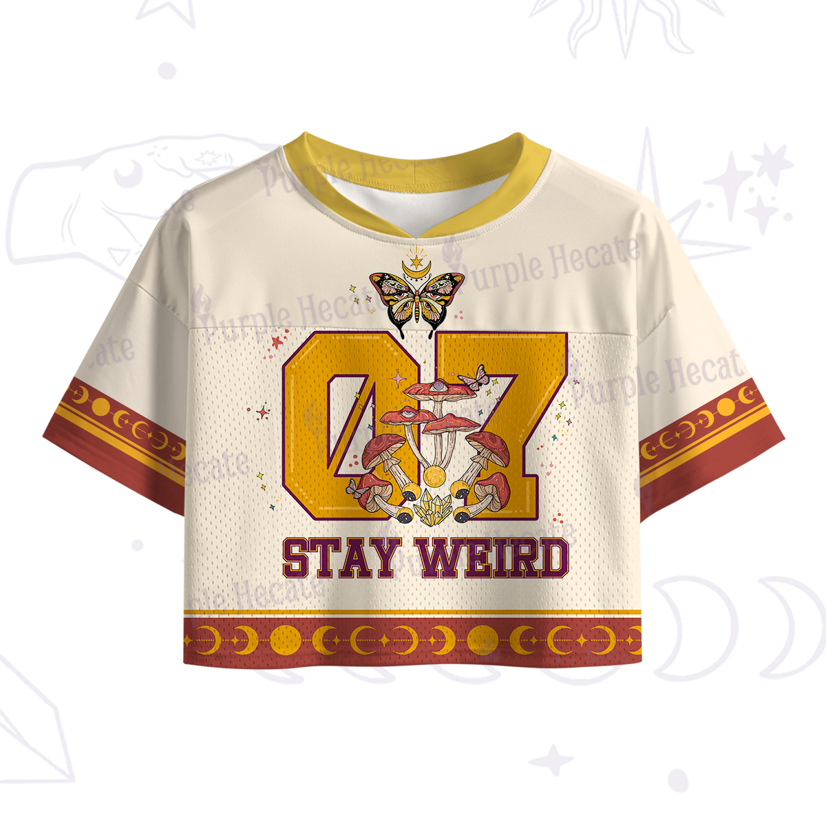Purplehecate Stay Weird Crop Sports Jersey