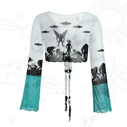 Purplehecate Alien Lake Monster Encounter Mesh Tie Front Top