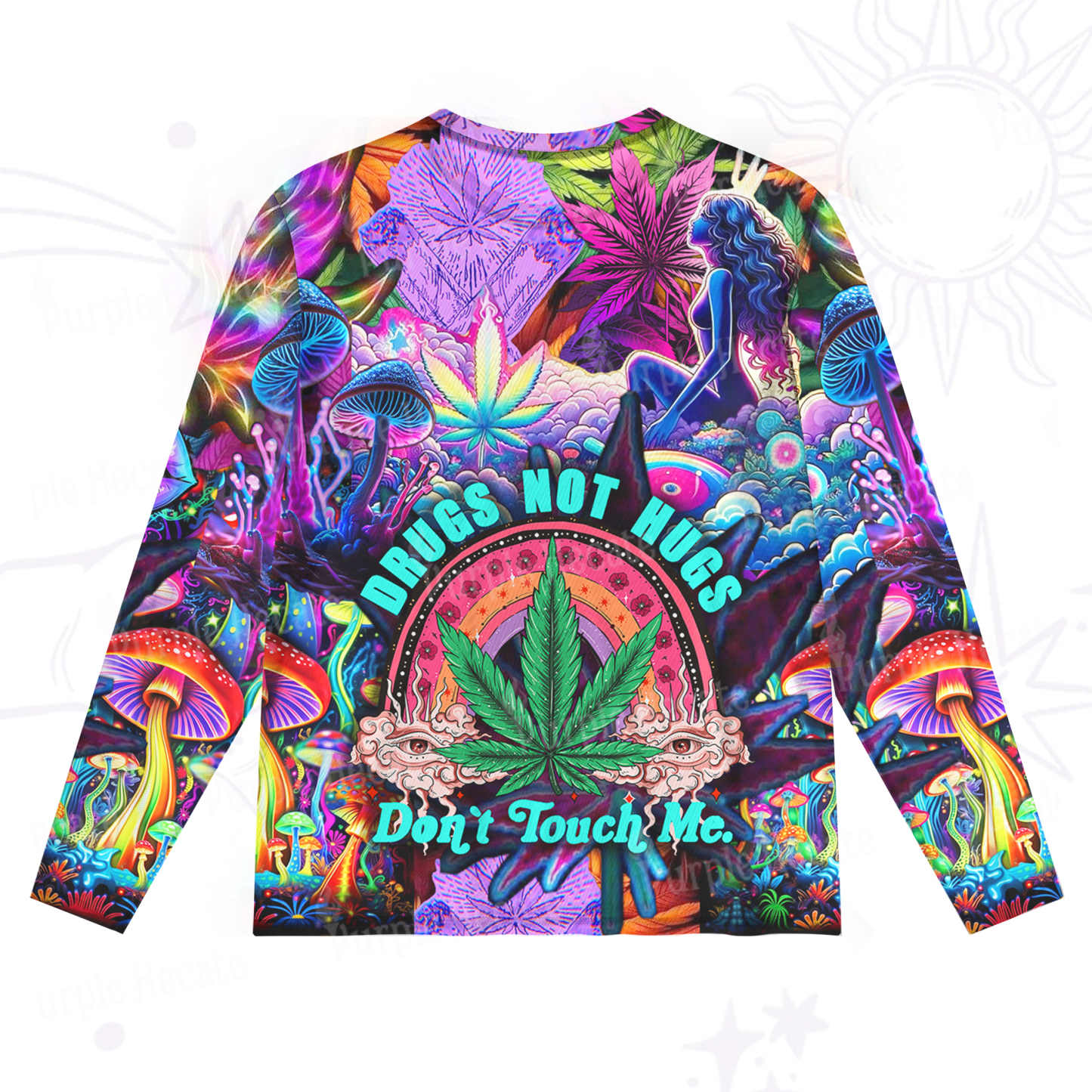 Purplehecate Drugs Not Hugs Don't Touch Me Mesh Long Sleeve Top