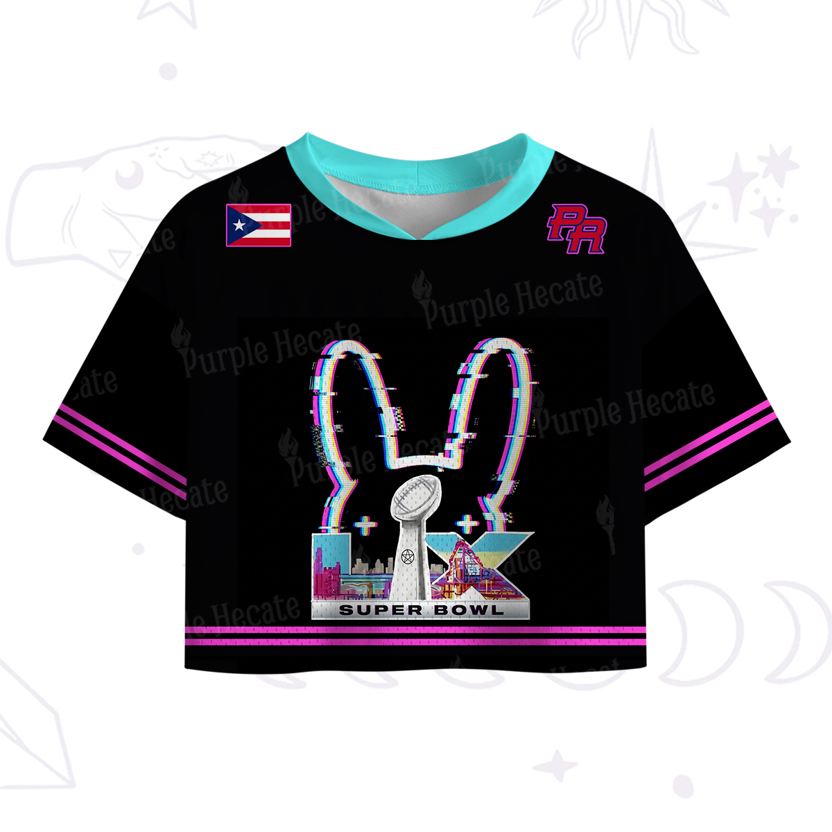 Purplehecate Neon Bunny Beats No.94 Crop Sports Jersey