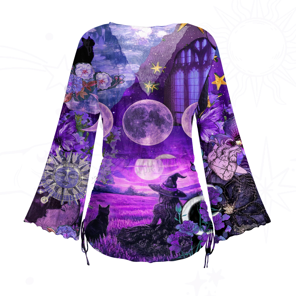 Purplehecate Witchy Black Cat Moon Mesh Cover Up Dress