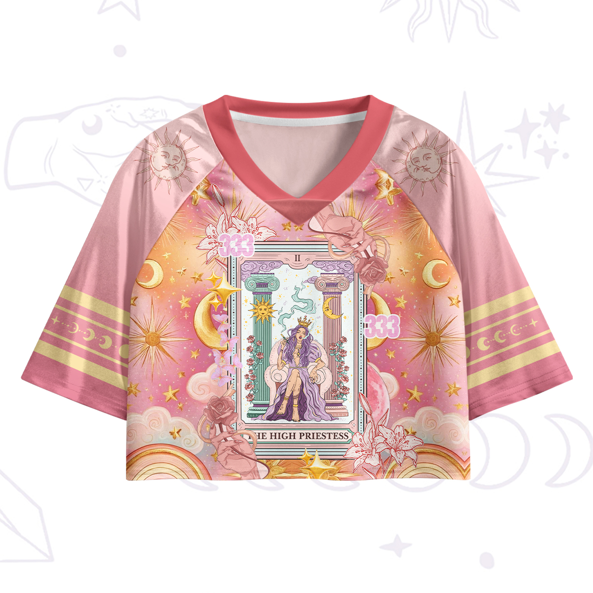 Purplehecate The High Priestess Tarot Card Crop Jersey Top