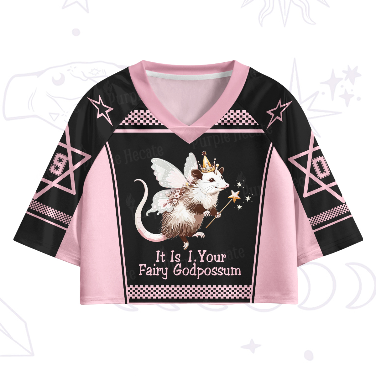 Purplehecate It Is I Your Fairy Godpossum Crop Jersey Top