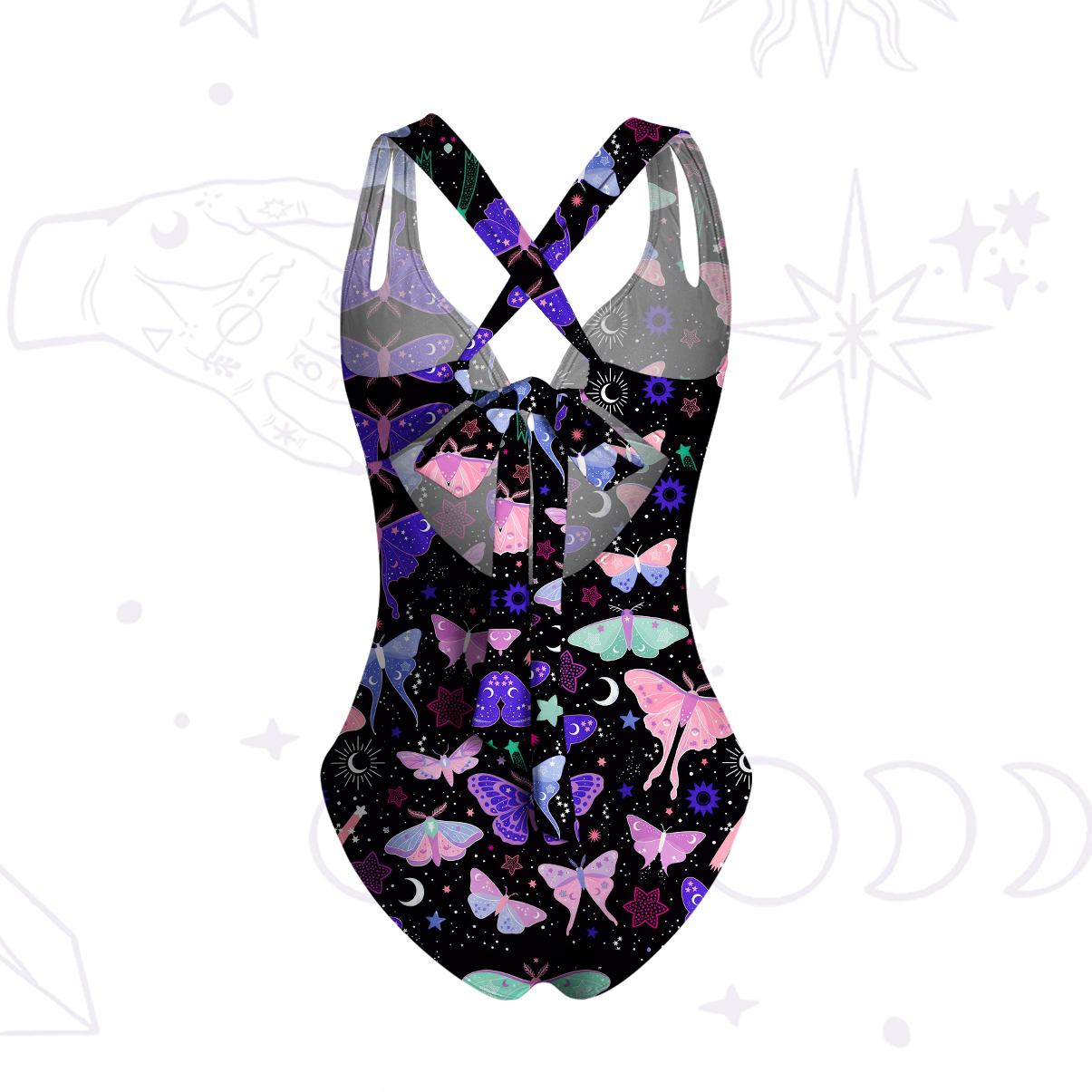 Purplehecate Midnight  Moth One-Piece Swimsuit