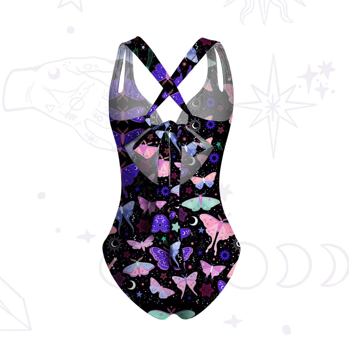Purplehecate Midnight  Moth One-Piece Swimsuit