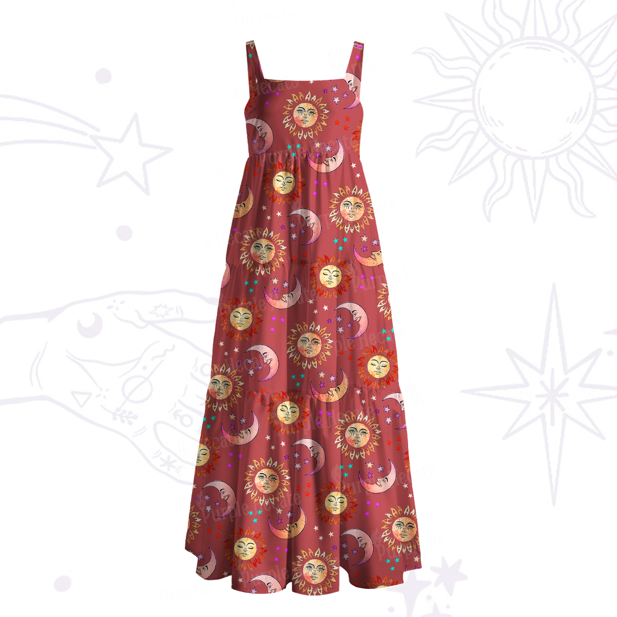 [Copy]Purplehecate Magic of Sun and Moon Wide Straps Maxi Dress