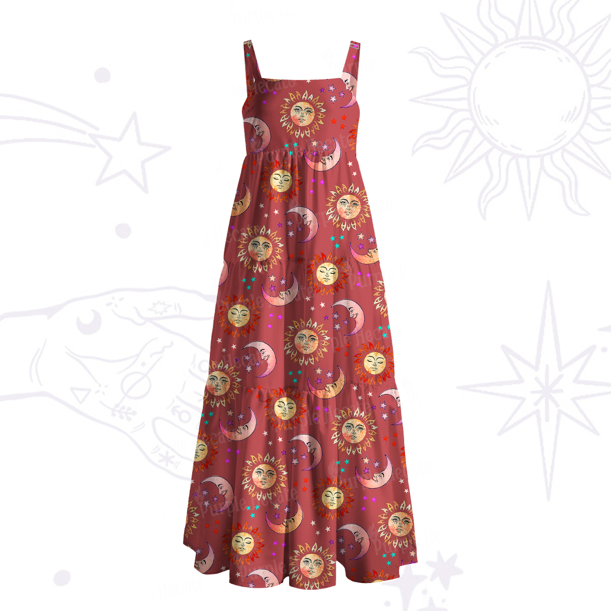 [Copy]Purplehecate Magic of Sun and Moon Wide Straps Maxi Dress