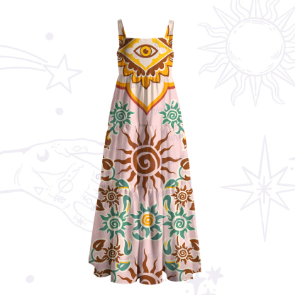 Purplehecate Solar Whispers Witch Wide Straps Maxi Dress