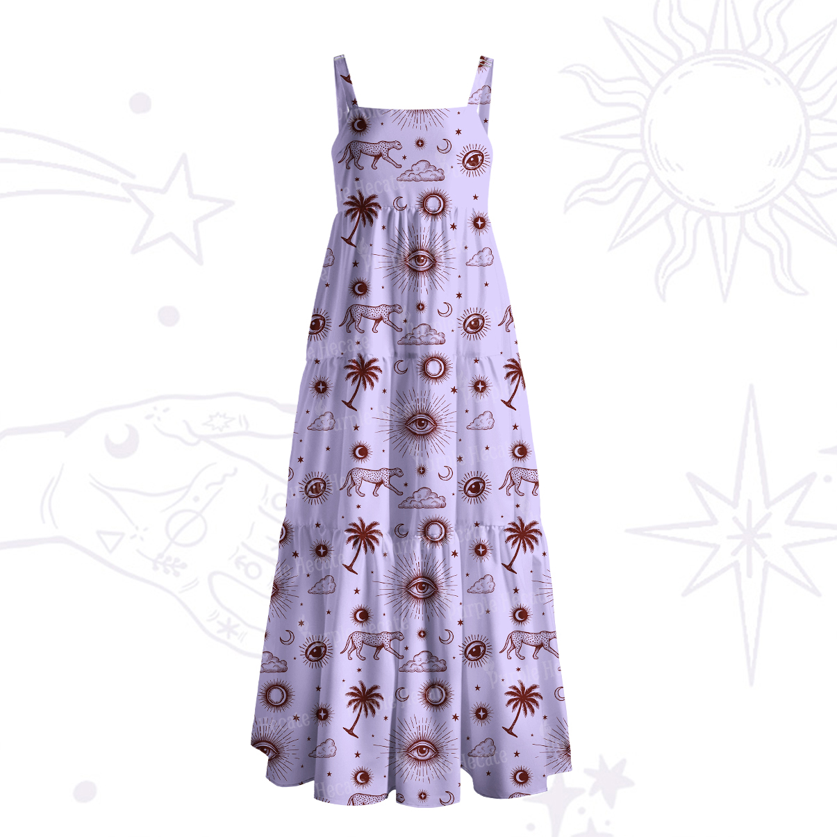 Purplehecate Eye of the Universe Wide Straps Maxi Dress