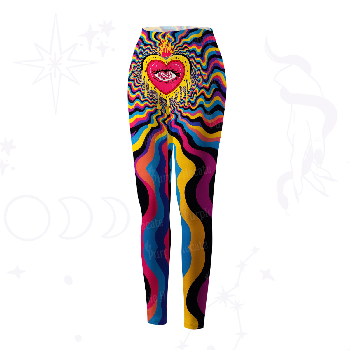 Purplehecate Trippy Heart Flame Yoga Pants