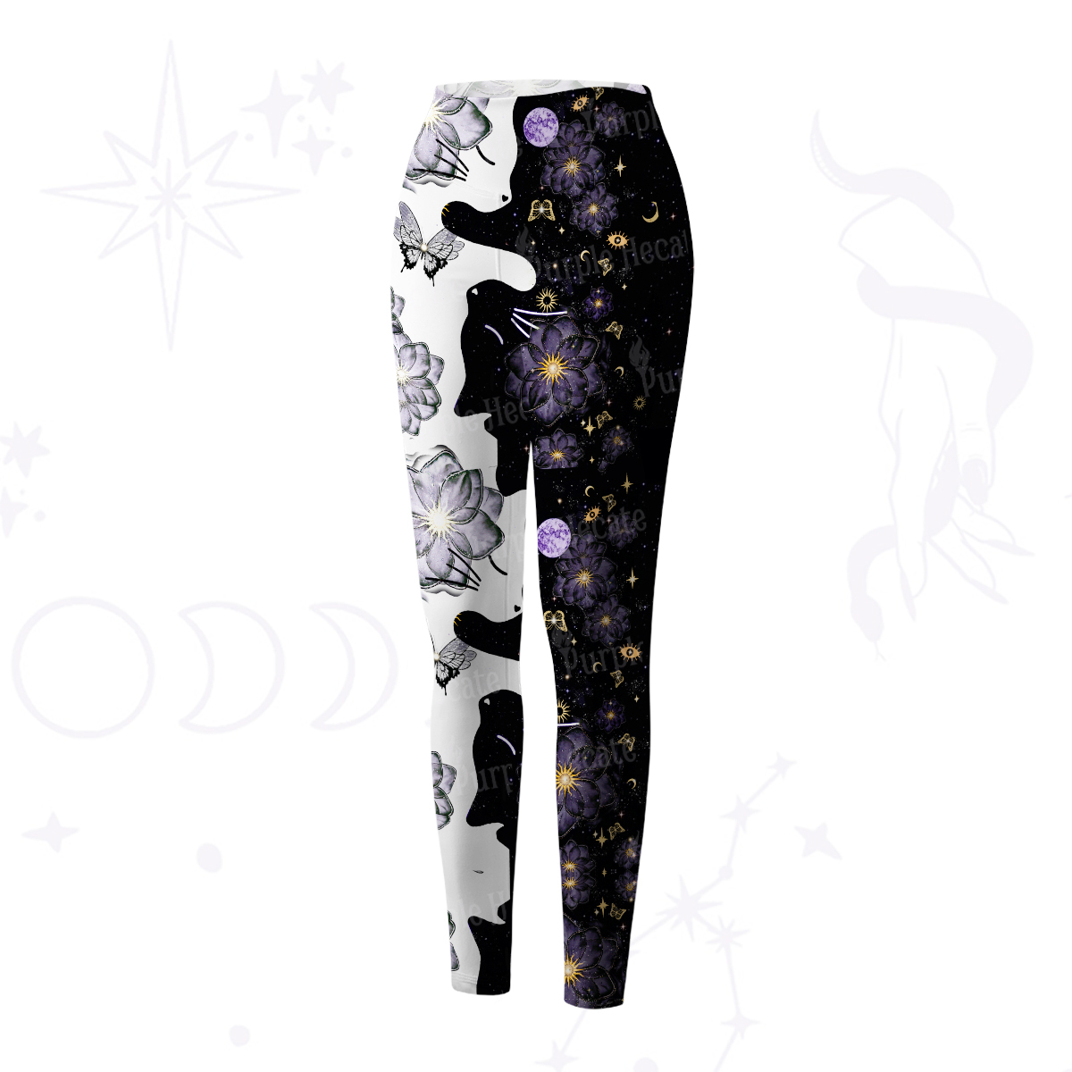 Purplehecate Starlit Cats & Butterflies Yoga Pants