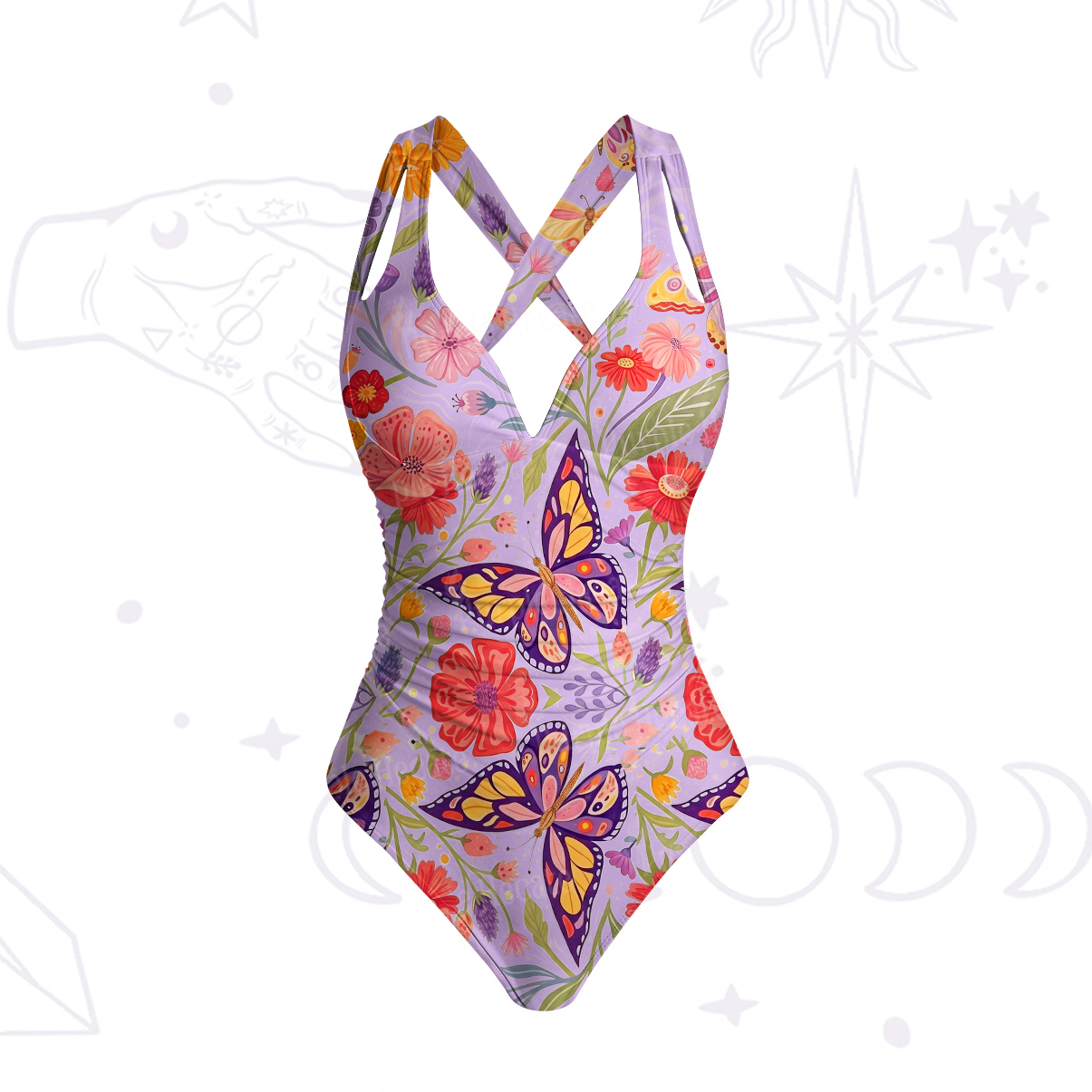 Purplehecate Enchanted Garden of Butterflies One-Piece Swimsuit