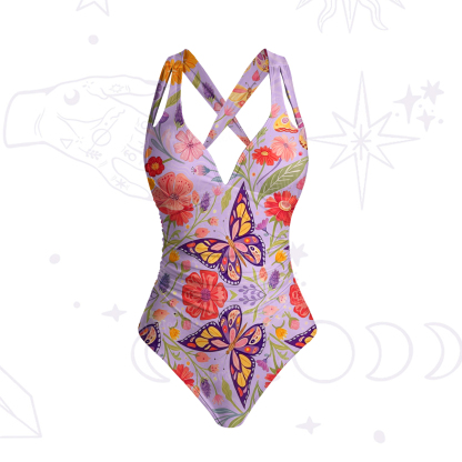 Purplehecate Enchanted Garden of Butterflies One-Piece Swimsuit