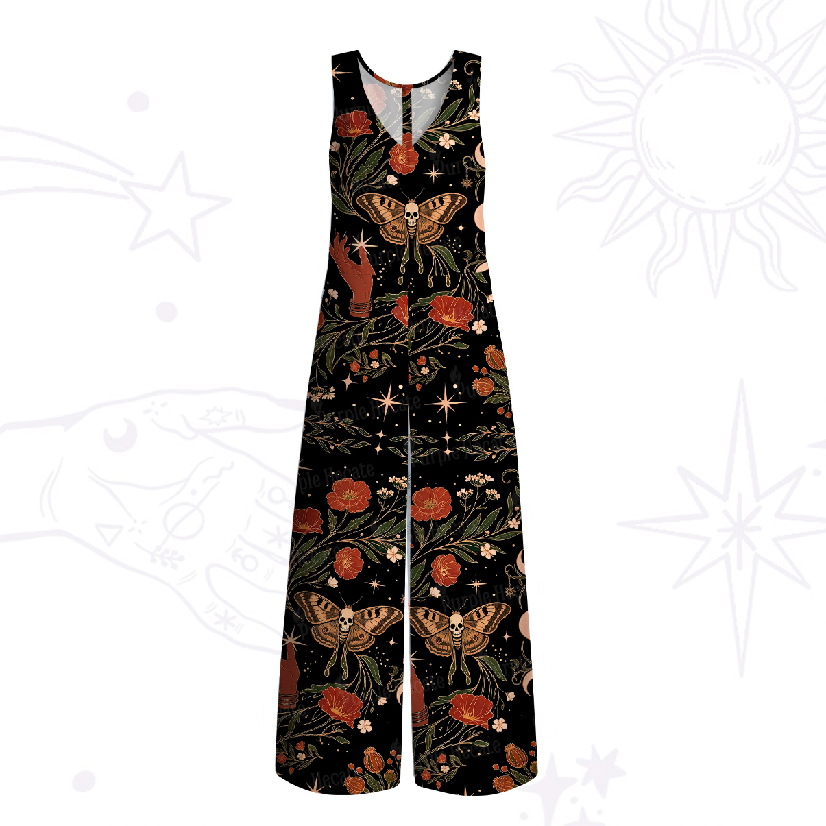 Purplehecate Death Moth Rebirth Wide Leg Jumpsuit