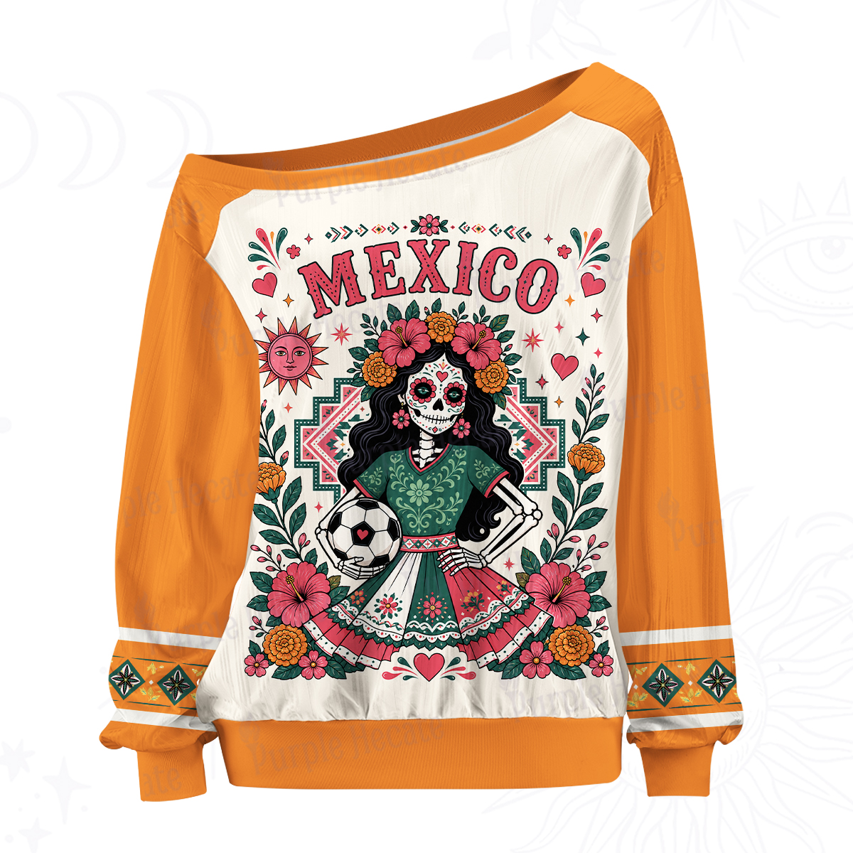 Purplehecate Mexico Day of the Dead Soccer Off The Shoulder Graphic Jersey