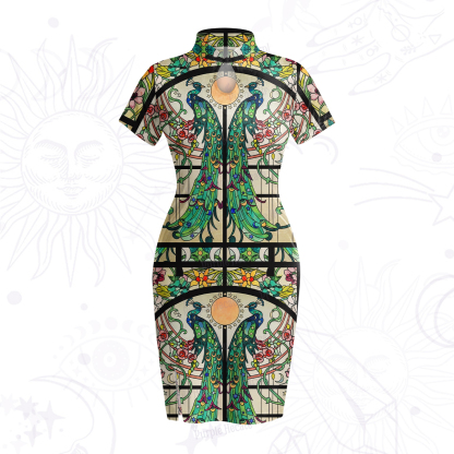 Purplehecate Stained Glass Rose Romance Velvet Bodycon Dress
