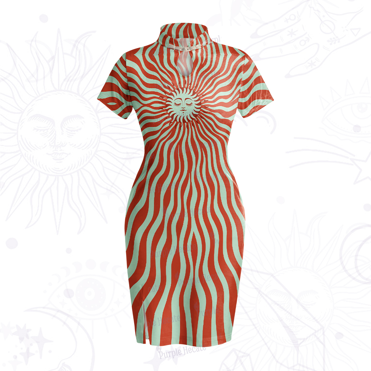 Purplehecate Radiance of the Sun Velvet Bodycon Dress