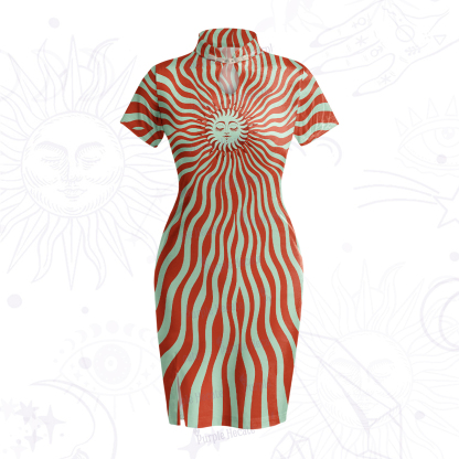 Purplehecate Radiance of the Sun Velvet Bodycon Dress