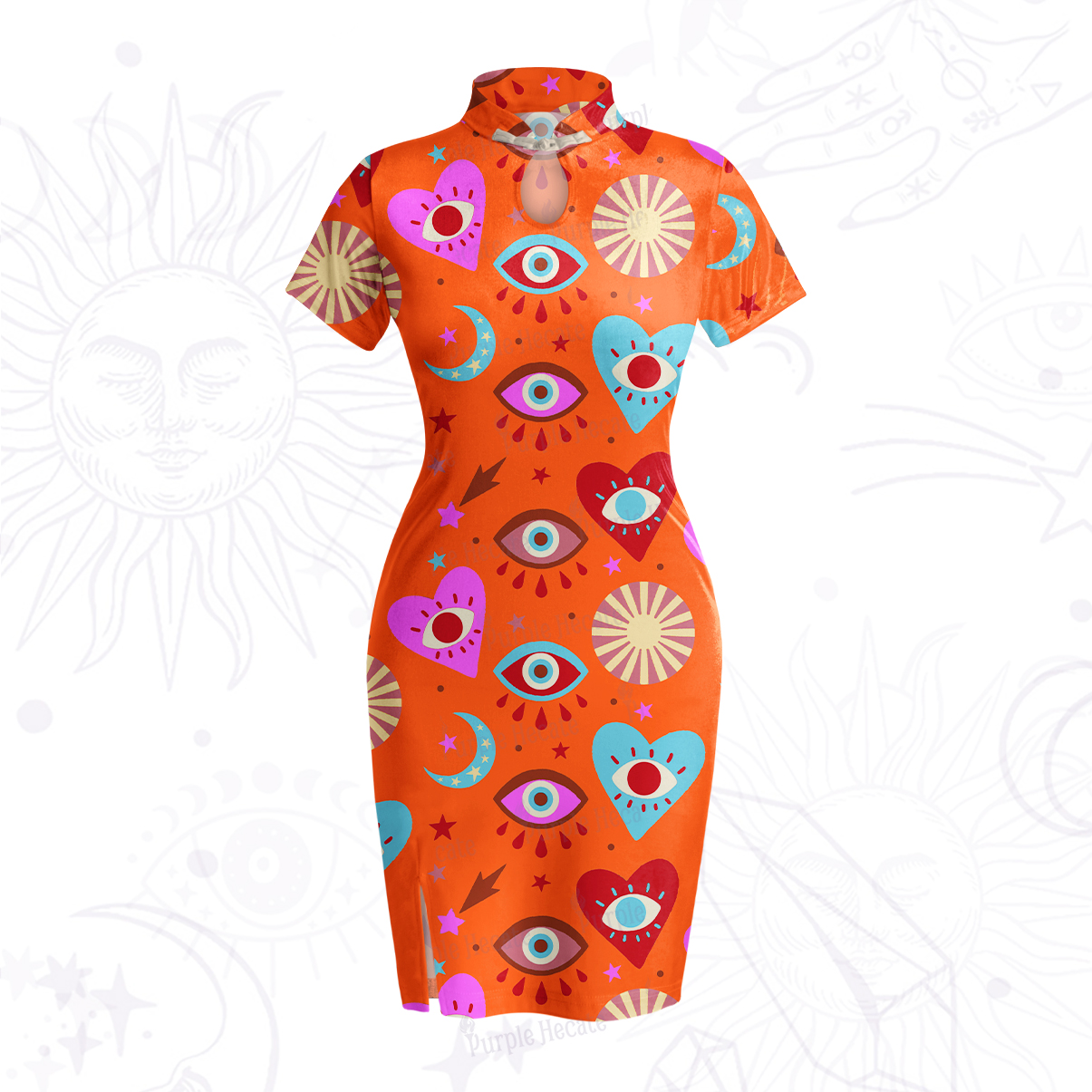 Purplehecate The Enchanted Eye of Love Velvet Bodycon Dress