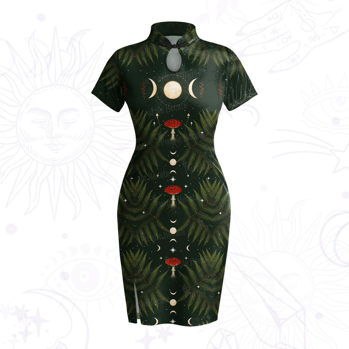 Purplehecate Moonlit Mushroom Gown Velvet Bodycon Dress