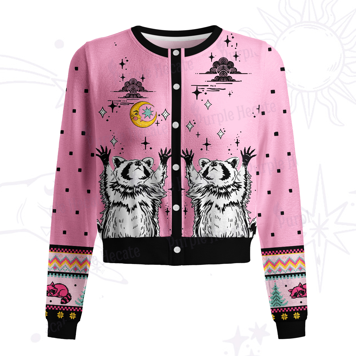 Purplehecate In My Feral Era Raccoon Knit Cardigan