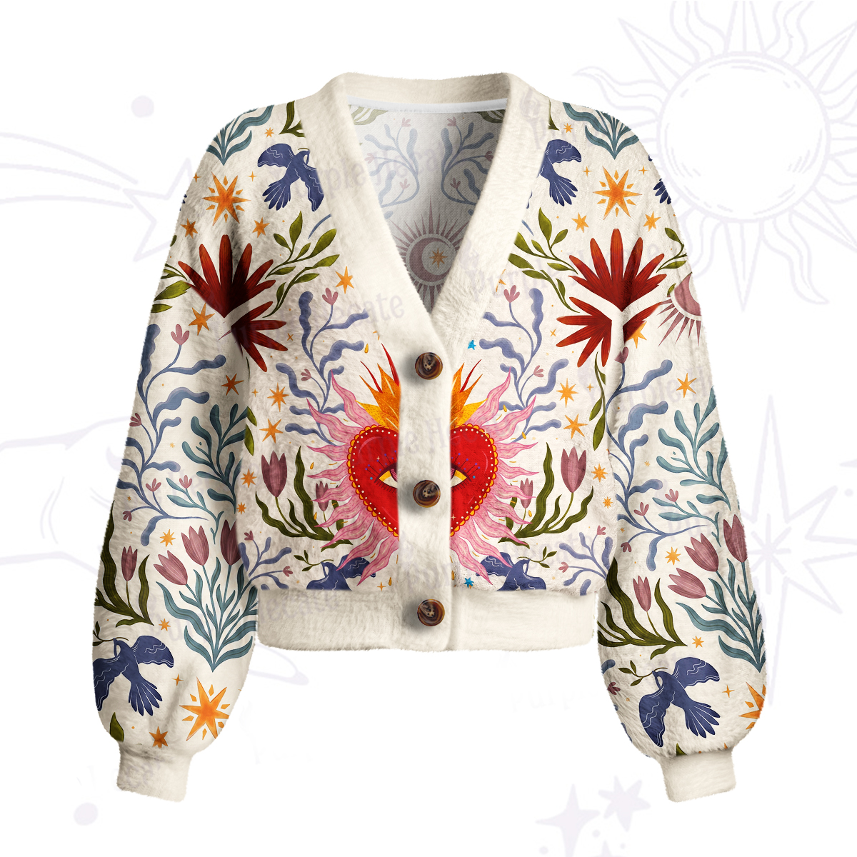Purplehecate Sacred Flame Heart Cardigan Sweaters