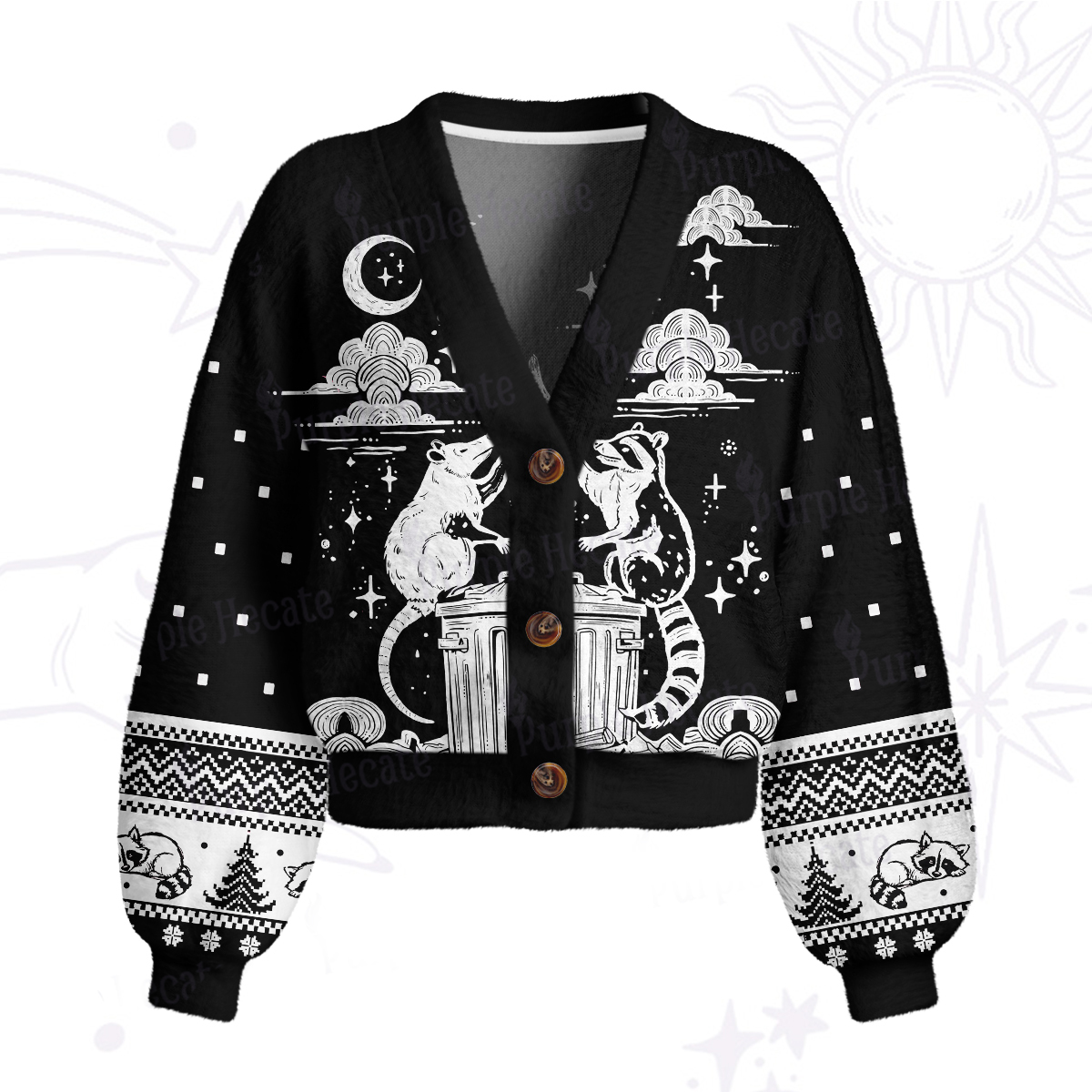 Purplehecate The Team Trash Raccoon Tarot Cardigan Sweaters