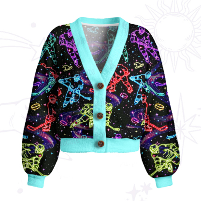 Purplehecate Neon Night Hockey Cardigan Sweaters