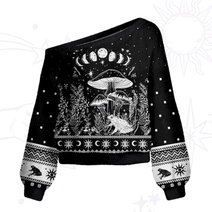 Purplehecate Celestial Frog Mushrooms One Shoulder Sweaters