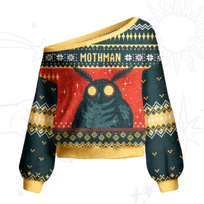 Purplehecate Mothman Eating Soup One Shoulder Sweaters
