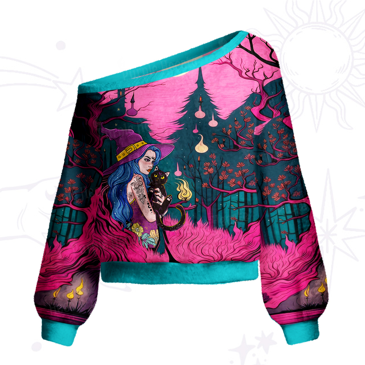 Purplehecate The Witch and Her Familia One Shoulder Sweaters