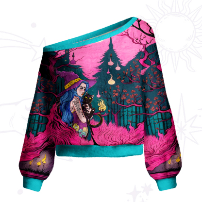 Purplehecate The Witch and Her Familia One Shoulder Sweaters