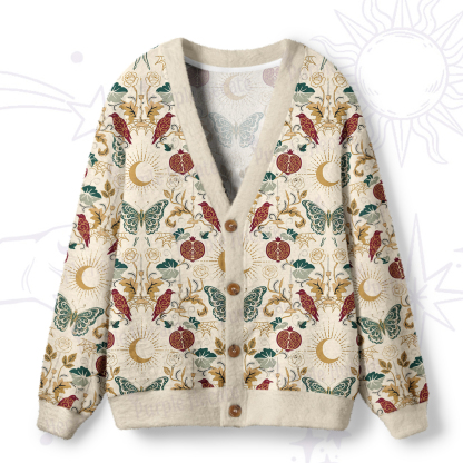 Purplehecate Enchanted Night Garden Butterfly Ugly Cardigan Sweaters