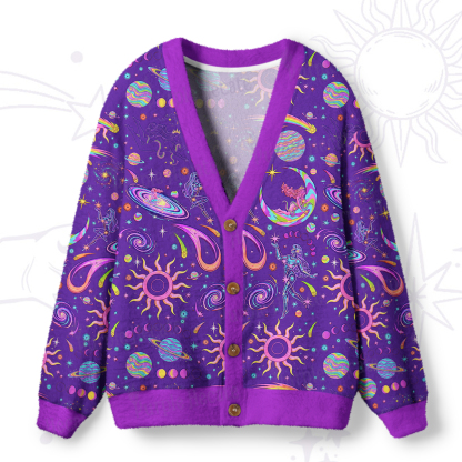 Purplehecate Celestial Magic Universe Ugly Cardigan Sweaters