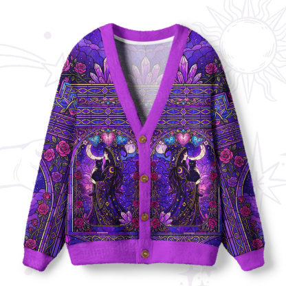 Purplehecate Moonlit Oracle Goddess Ugly Cardigan Sweaters