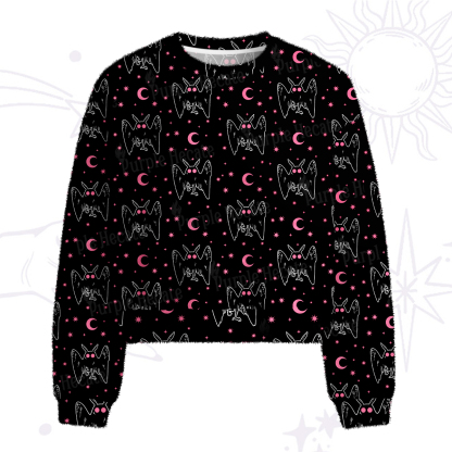 Purplehecate Witchy Mothman Night Fuzzy Crewneck Sweater