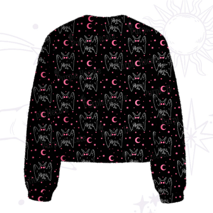 Purplehecate Witchy Mothman Night Fuzzy Crewneck Sweater