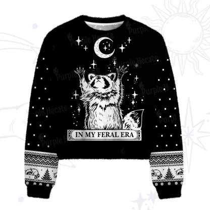 Purplehecate In My Feral Era Raccoon Fuzzy Crewneck Sweater