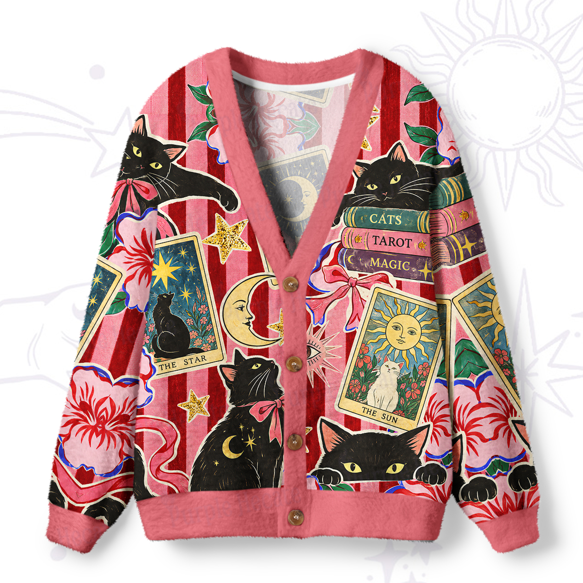 Purplehecate Cat Tarot Ugly Cardigan Sweaters