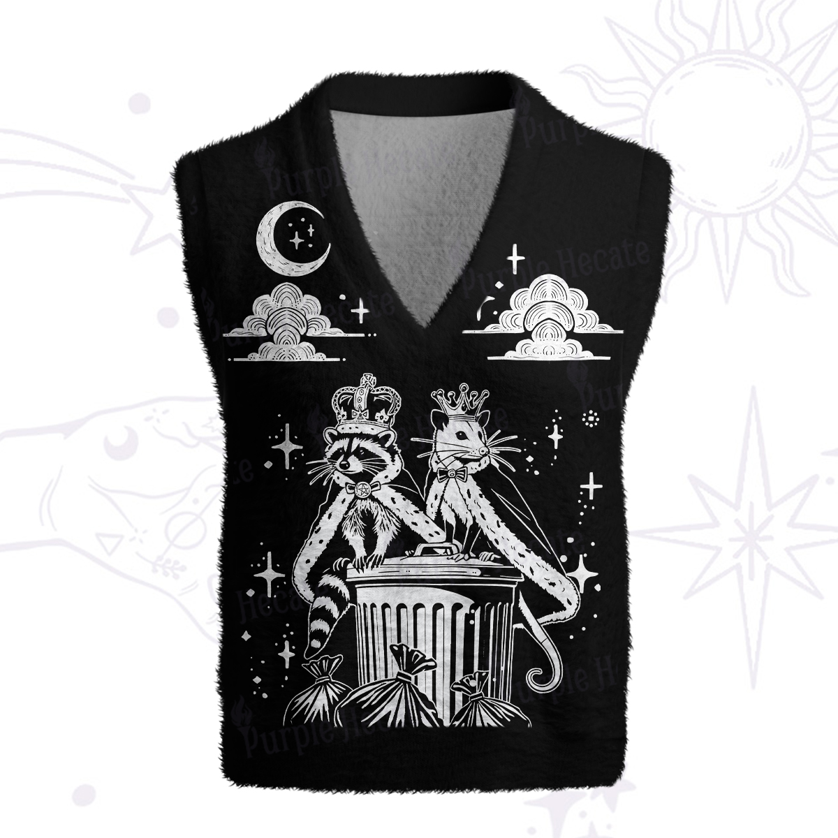 Purplehecate Raccoon and Opossum’s Trash Kingdom Ugly Sweater Vest
