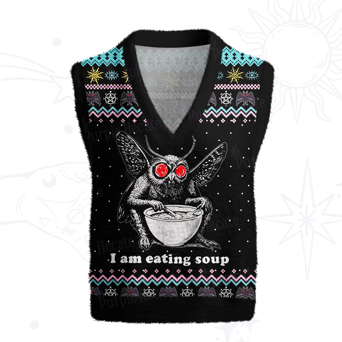 Purplehecate Mothman Eating Soup Ugly Sweater Vest