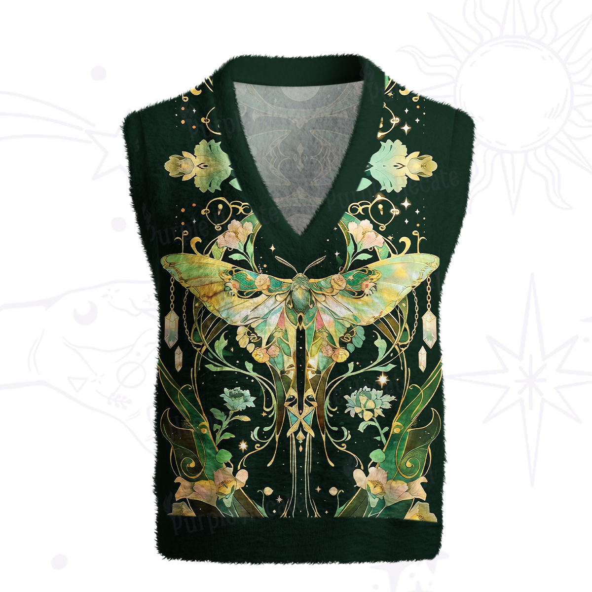 Purplehecate Moon Moth Rave Ugly Sweater Vest