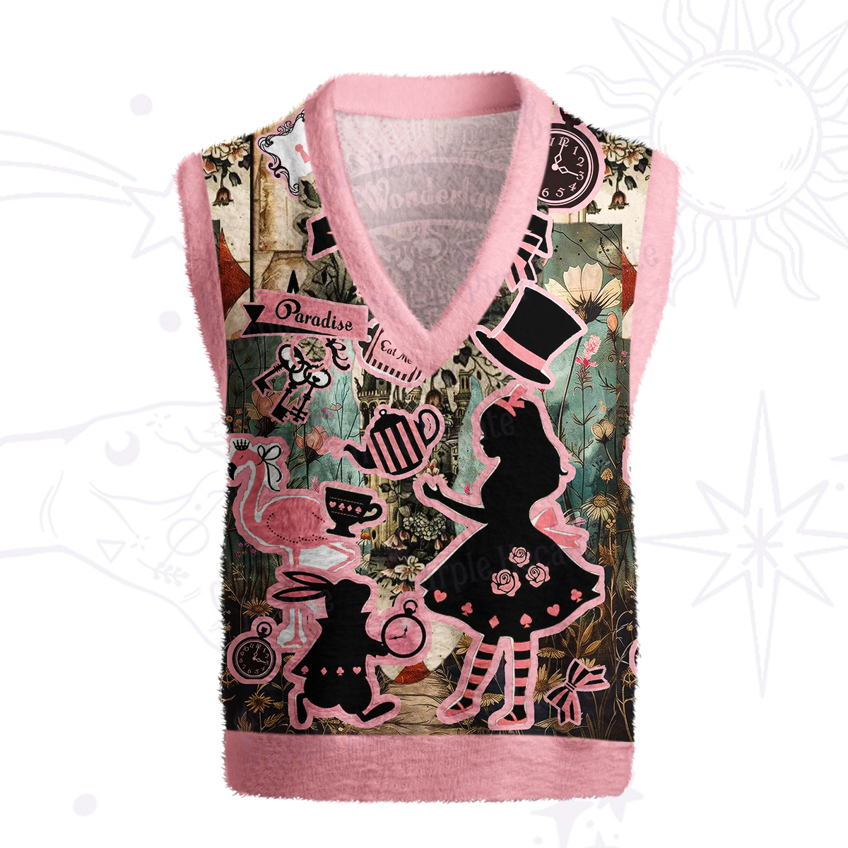 Purplehecate Wonderland Alice’s Tea Party Ugly Sweater Vest