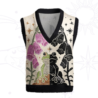 Purplehecate Dual-Tone Frog Garden Ugly Sweater Vest