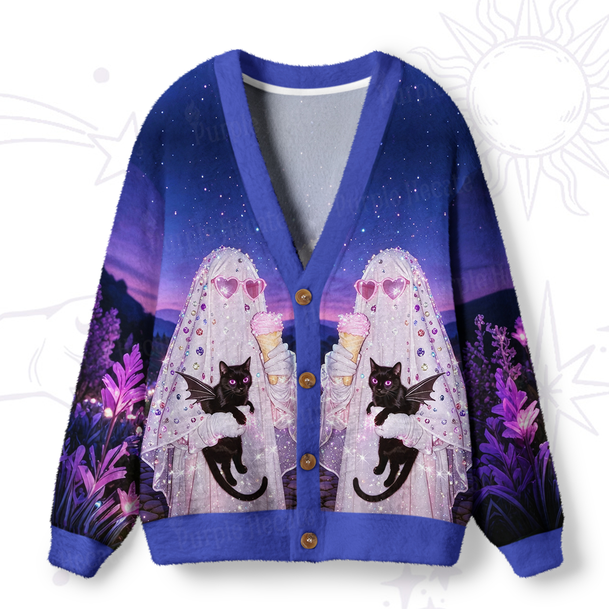 Purplehecate Enchanted Ghost Bride Ugly Cardigan Sweaters