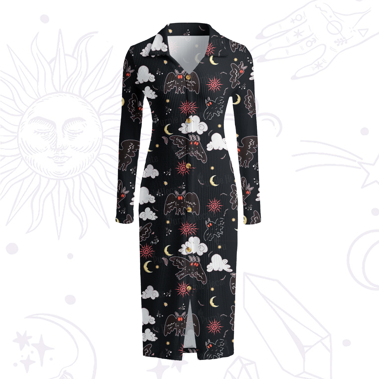 Purplehecate Cryptid Mothman Ribbed Knit Dress
