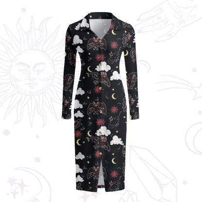 Purplehecate Cryptid Mothman Ribbed Knit Dress