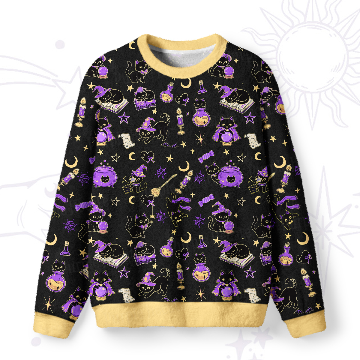 Purplehecate Black Cat Secrets Fuzzy Ugly Sweatshirt