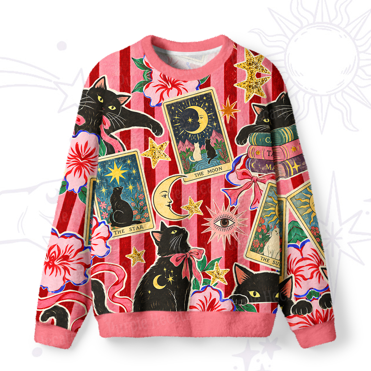 Purplehecate Cat Tarot Fuzzy Ugly Sweatshirt
